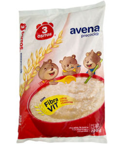 3 OSITOS AVENA  PRECOCIDA CON FIBRA  VIT CALCIO HIERRO VITAMINAS. PESO NETO 135 G.