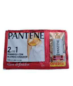 PANTENE PRO-V 2 EN 1 SHAMPOO CON ACONDICIONADOR  CABELLO  LIBRE DE SAL  RIZOS DEFINIDOS 18 ML.