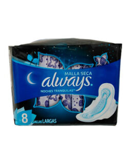 ALWAYS MALLA SECA  NOCHES TRANQUILAS  8 TOALLAS LARGAS