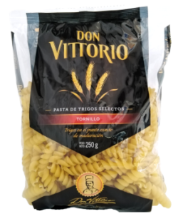 DON VITTORIO Pasta de Trigos Selectos -Tornillo – Peso Neto 250g