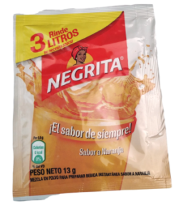 Refresco Negrita – Sabor a Naranja – El Sabor de Siempre  Peso Neto 13g