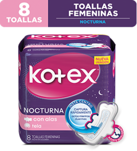 KOTEX Nocturna Toallas Femeninas 8 Toallas